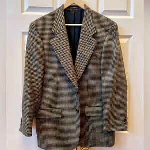 Vintage Classic Men's Houndstooth Blazer in Black and White 38R